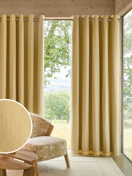 Buttermilk Yellow Blackout/Thermal Cotton Eyelet Curtains (E33202) | $58 - $151