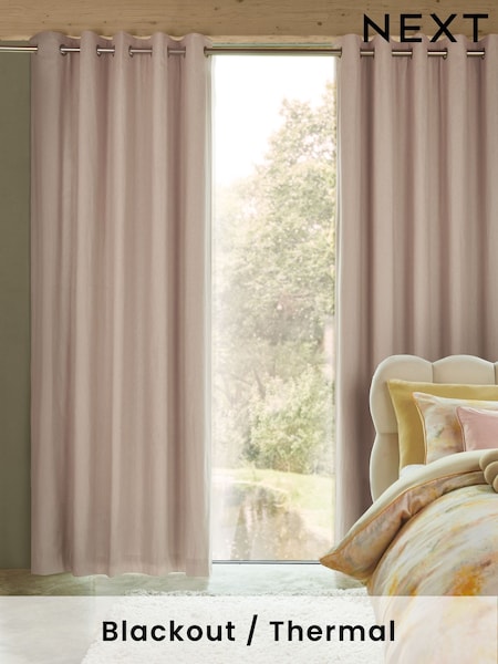 Natural Pink Blackout/Thermal Cotton Eyelet Curtains (E33203) | R$ 390 - R$ 1,030