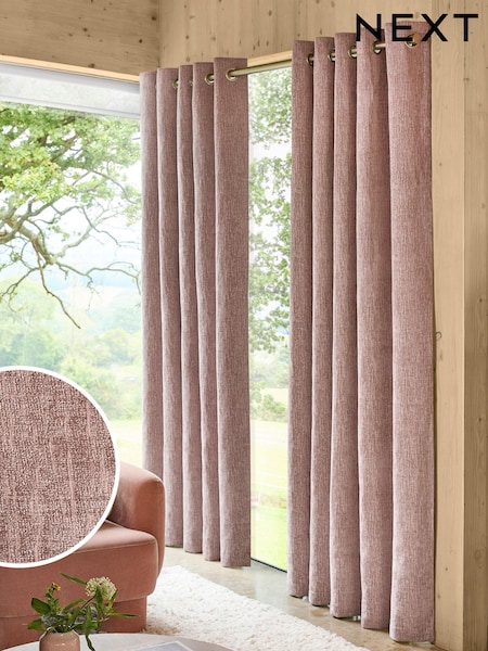 Purple Mauve Heavyweight Chenille Eyelet Lined Curtains (E33205) | $86 - $223