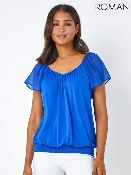 Roman Chiffon Sleeve Stretch Jersey Top (E33230) | 45 €