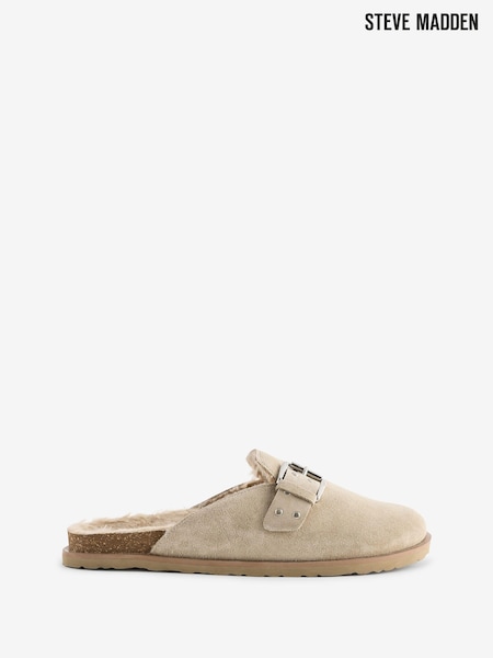 Steve Madden Cream Evergreen Mules Clog Shoes (E33243) | 501 LEI