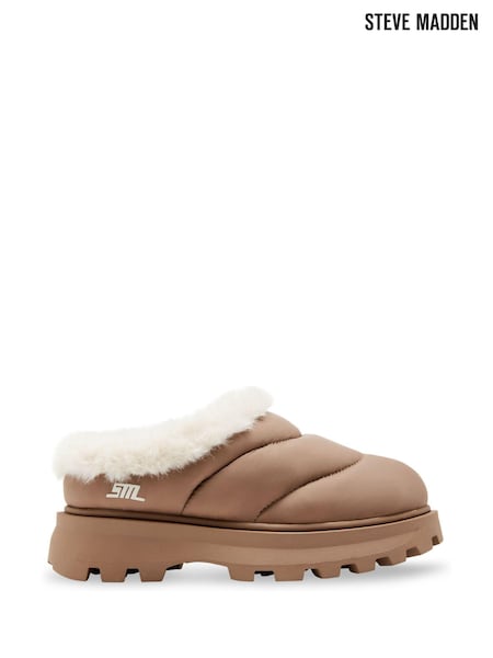Steve Madden Fireplace Slip-on Fleece Lined Clog Brown Shoes (E33257) | 543 LEI