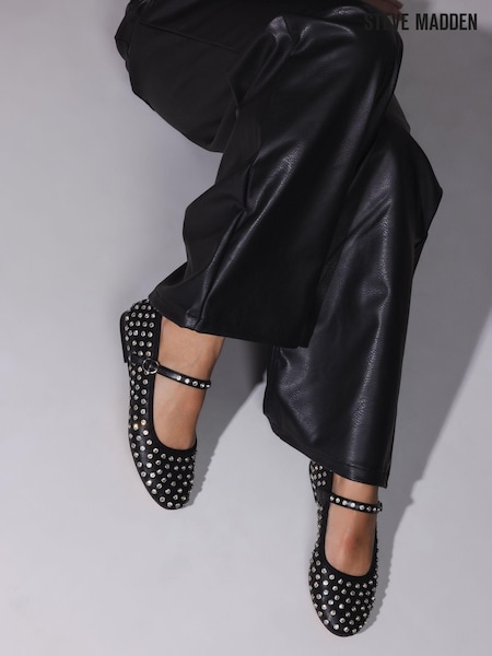 Steve Madden Black Vinetta-R Rhinestone Ballerina Shoes (E33269) | 543 LEI