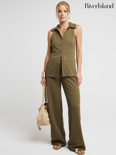 River Island Green Textured Sleeveless Shirt (E33298) | €24