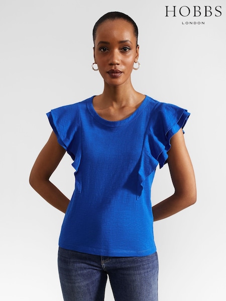 Hobbs Blue Isabella 100% Cotton Top (E33331) | €34