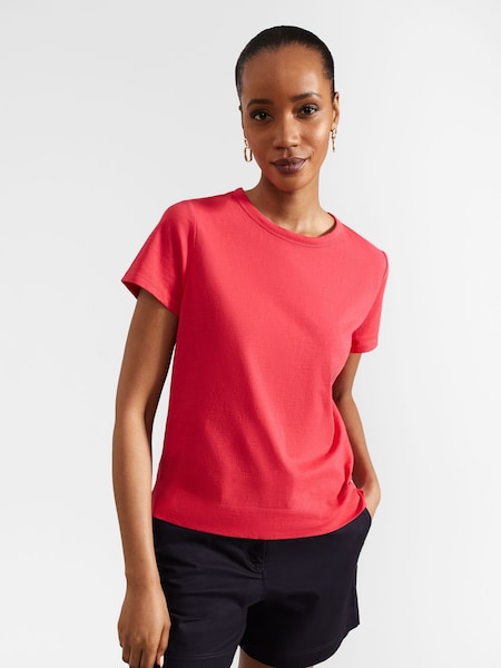 Hobbs Pink 100% Cotton Adaline T-Shirt (E33332) | ₪176