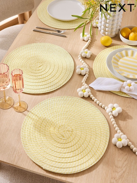 Set of 4 Yellow Woven Placemats (E33351) | $23