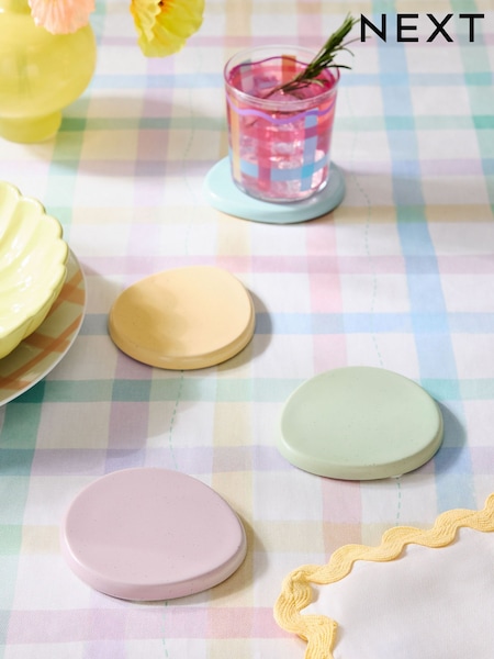 Set of 4 Multi Pastel Ceramic Coasters (E33355) | €16