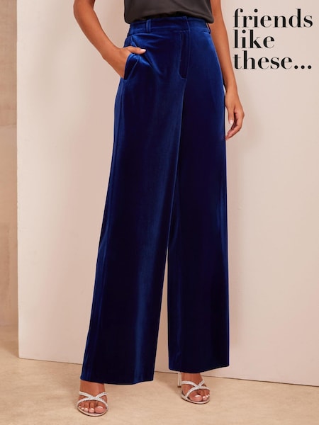 Friends Like These Blue Velvet Tailored Wide Leg Trousers Co Ord Suit (E33365) | €51