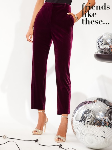 Friends Like These Red Velvet Tailored Ankle Grazer Trousers Co Ord Suit (E33366) | €46
