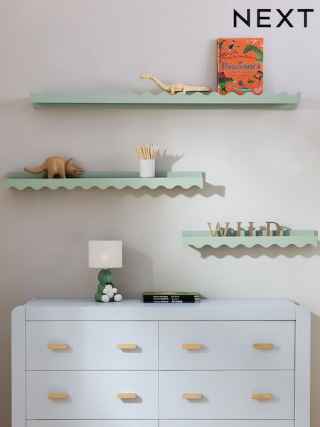 Sage Green Wavy Picture Wall Shelf (E33378) | OMR8 - OMR13