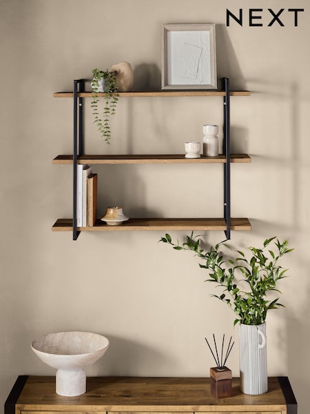 Dark Bronx Wide 3 Tier Wall Shelves (E33393) | $81