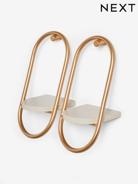 Set of 2 Light Natural Mia Wall Shelves (E33398) | €47