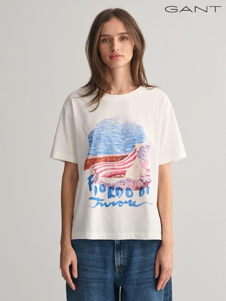 GANT Cream Scenery Print 100% Cotton T-Shirt (E33423) | €31