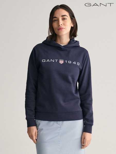 Albastru - GANT Archive Shield Imprimeu Hoodie (E33434) | 375 LEI