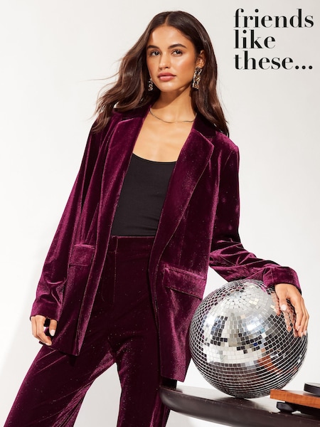 Friends Like These Red Velvet Tailored Single Breasted Co Ord Suit (E33444) | AED172