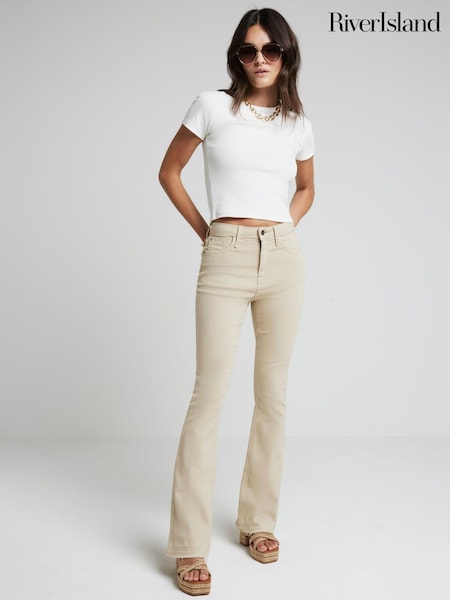 River Island Brown High Rise Tummy Hold Flare Jeans (E33454) | €32