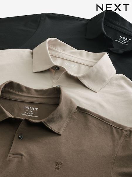 Neutral Slim Fit Short Sleeve Jersey Polo Shirts 3 Pack (E33490) | $73