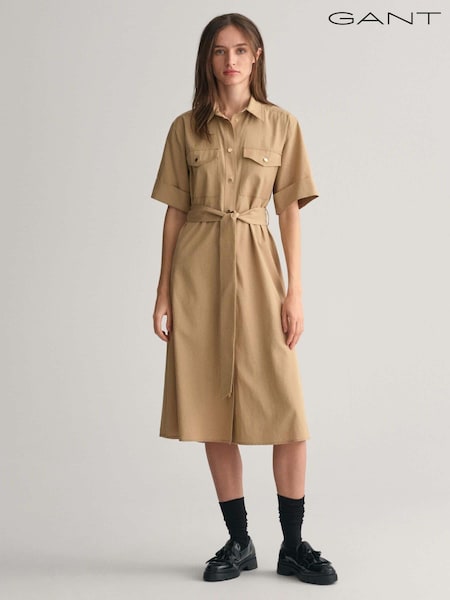 GANT Brown Utility Short Sleeve Shirt Dress (E33502) | €126
