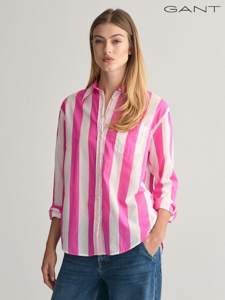 GANT Pink Relaxed Fit Parasol Striped 100% Cotton Shirt (E33505) | €64