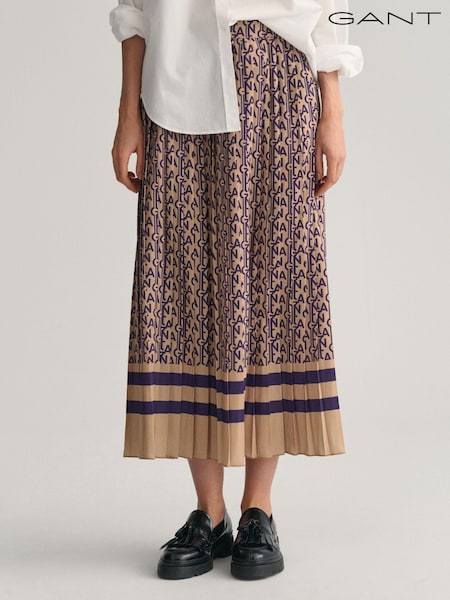 GANT Pleated Monogram Print Skirt (E33511) | 605 LEI