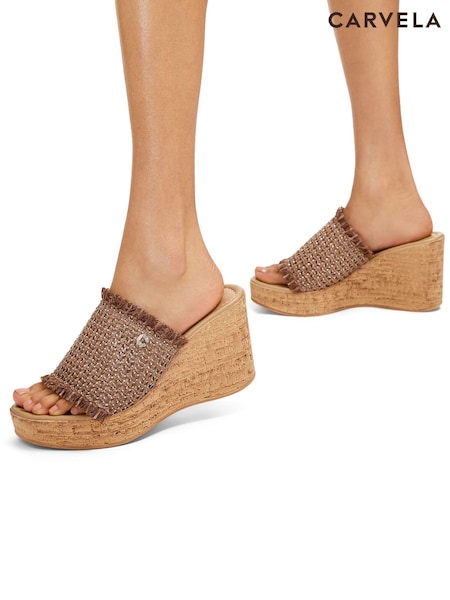 Carvela Comfort Natural Maple Wedge Sandals (E33517) | AED404