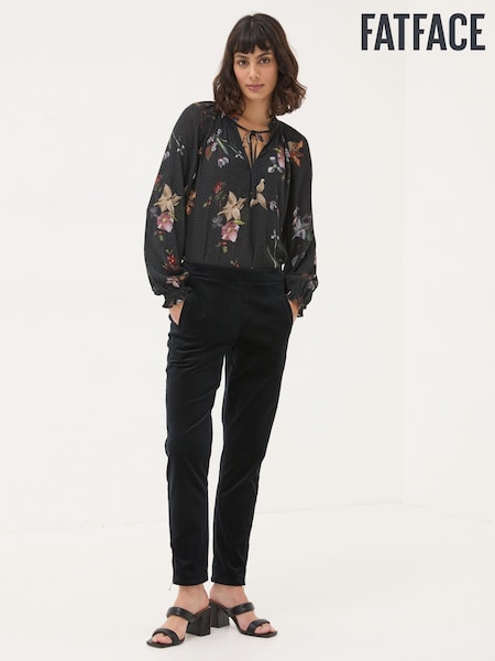 Black Isobel Velvet Trousers (E33530) | €29
