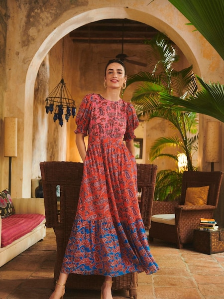 Boden Pink Smocked Cuff Maxi Dress (E33606) | €89