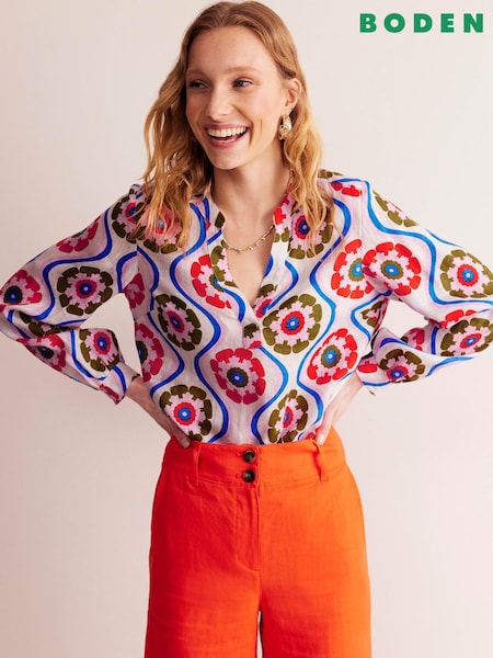 Boden Cream Alice 100% Linen Top (E33609) | €51