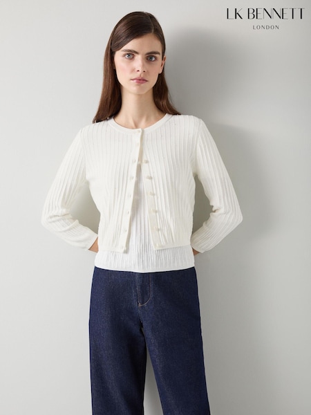 LK Bennett Maria 100% Cotton Cropped Cardgian (E33619) | € 142