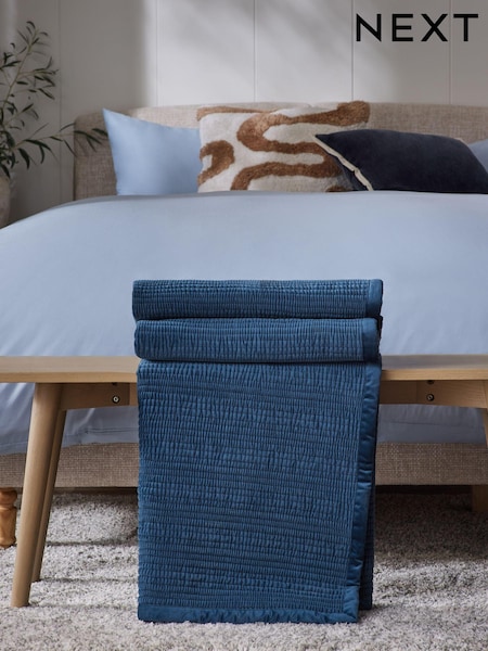 Navy Carrie Quilted Velvet Bedspread (E33627) | €76 - €126