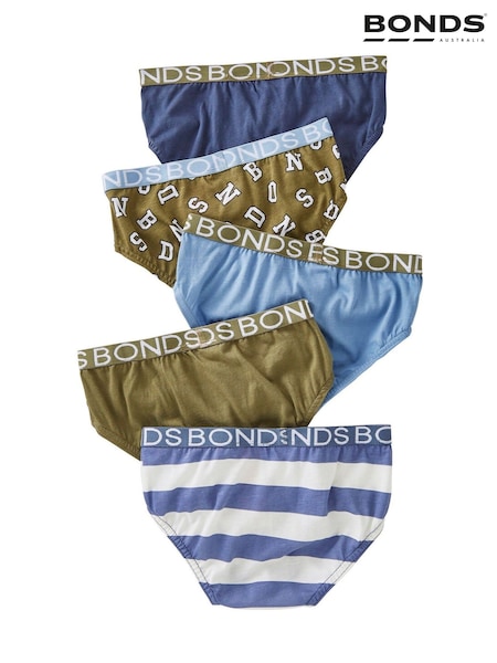 Bonds Green Varsity Letters Logo 100% Cotton Briefs 5 Pack (E33681) | AED46