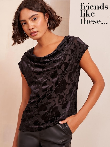 Friends Like These Cowl Neck Devore Polka Dot Top (E33684) | 121 LEI