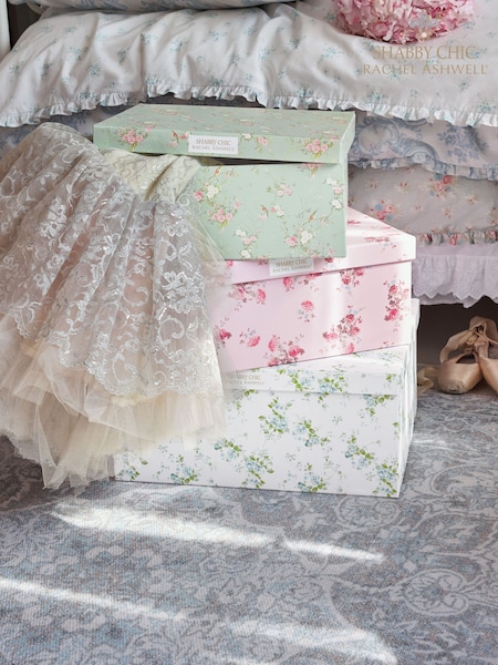 Shabby Chic by Rachel Ashwell® Set of 3 Green/Pink Storage Boxes (E33701) | €52