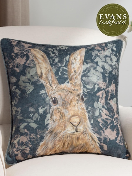 Evans Lichfield Navy Avebury Hare Piped Cushion (E33765) | AED128