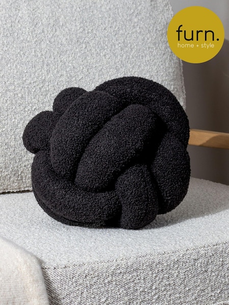 Furn Black Boucle Knot Filled Cushion (E33777) | AED151