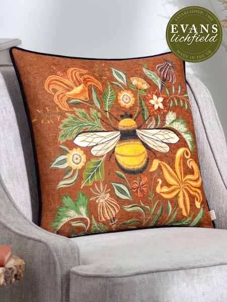 Evans Lichfield Ginger Hawthorn Bee Piped Cushion (E33797) | AED116