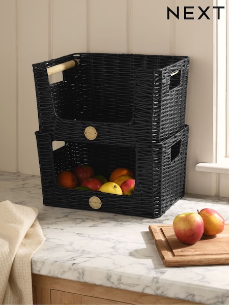 Set of 2 Plastic Wicker Kitchen Storage Baskets (E33810) | 46 €