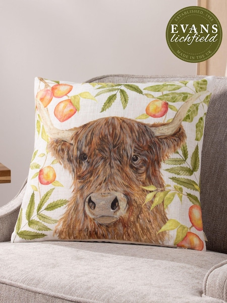 Evans Lichfield Natural Grove Highland Cow Cushion (E33827) | AED99