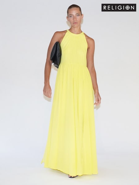 Желтый - Religion Dusk Halter Neck Maxi Dress With Full Skirt (E33833) | €133