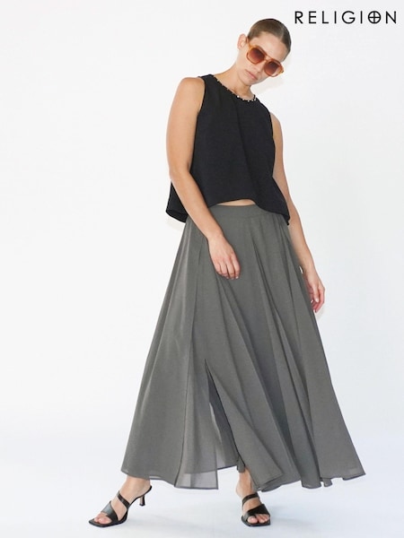 Religion Brown Eligion Floaty Sheer Multi Layered Olsen Maxi Skirt (E33851) | €67
