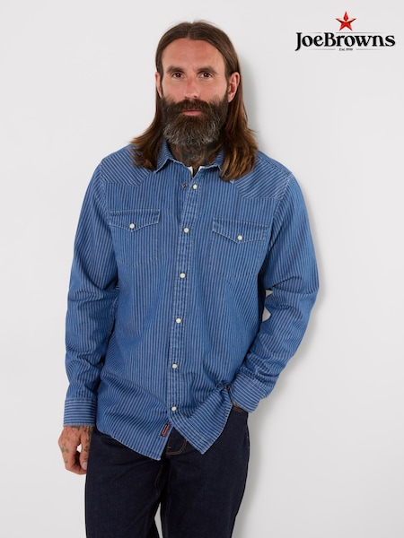 Blue - Regular Joe Browns Yardline Stripe Denim Shirt