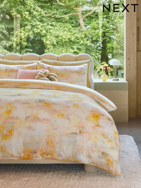 Yellow Abstract 200 Thread Count 100% Cotton Sateen Duvet Cover and Pillowcase Set (E33899) | 221 QAR - 368 QAR