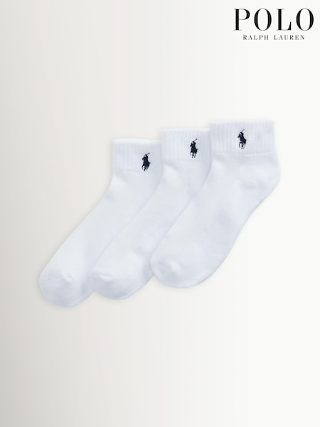 White - Polo Ralph Lauren Half-cushioned Sport Ankle Socks 3 Pack