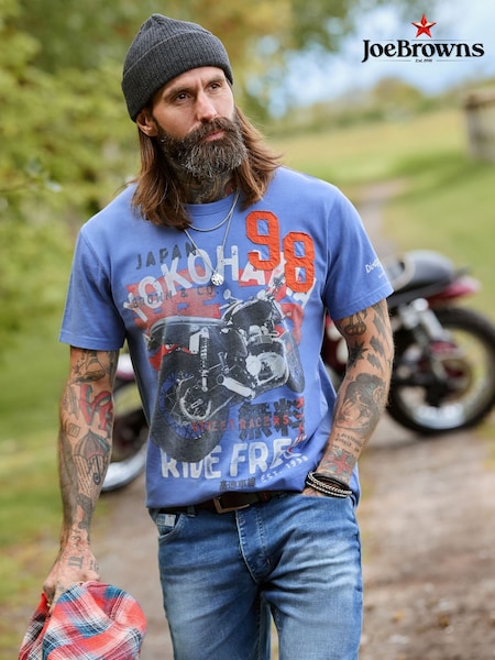 כחול  - Regular Joe Browns Ride Free T-shirt