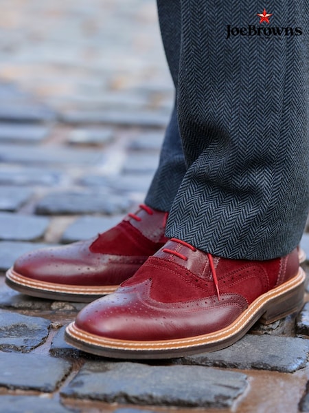 Red - Regular Joe Browns East Side Double Stitched Leather Brogues
