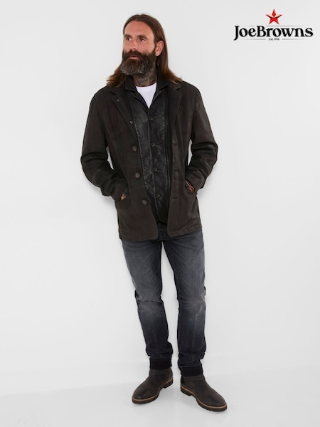 Black - Regular Joe Browns Rock It Leather Blazer