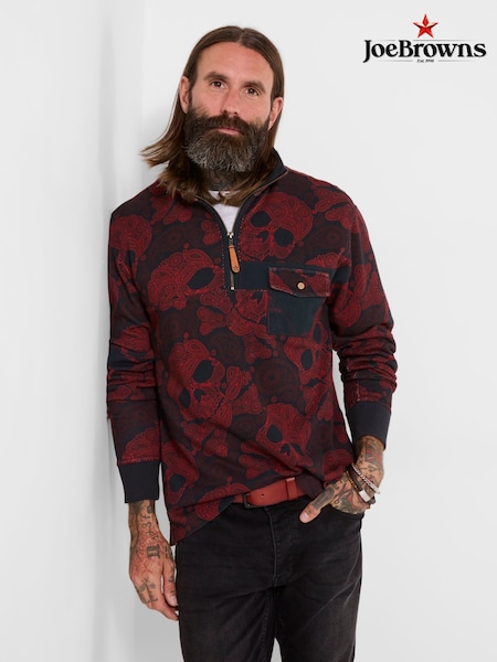 Κόκκινο - Regular Joe Browns Sensational Skull Print Funnel Sweat Top