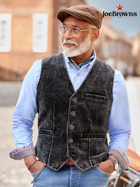 Black - Regular Joe Browns Fabulous Washed Cord Waistcoat