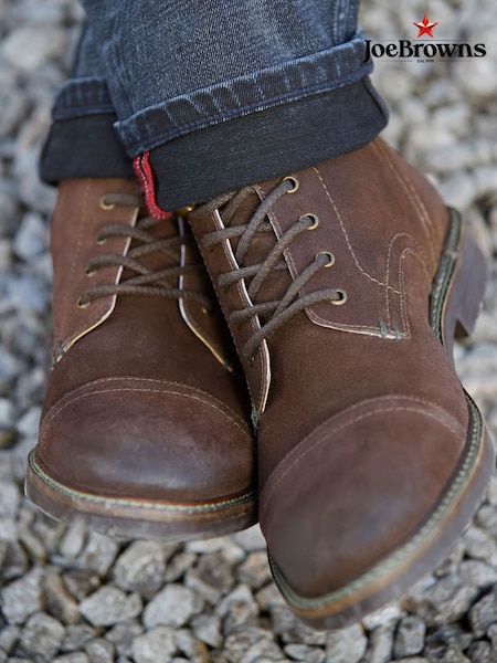 Brown - Regular Joe Browns Distressed Leather Army Style Boots